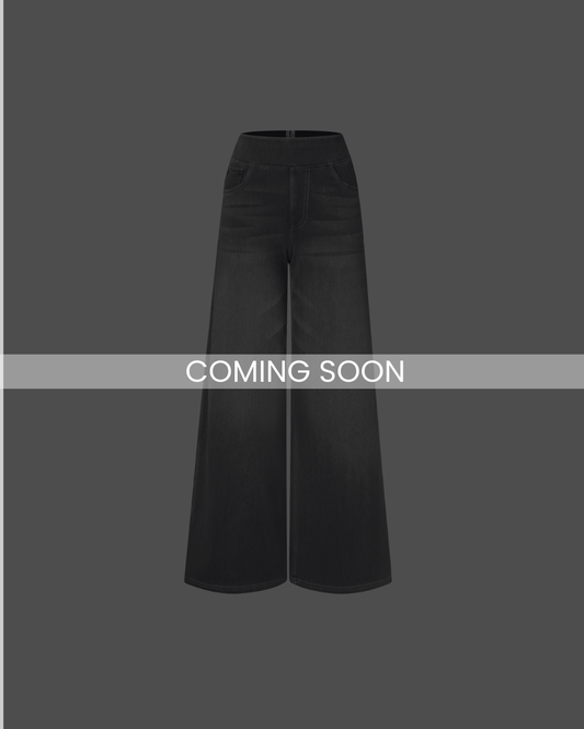FLEX JWEATS™ HIGH WAISTED BAGGY WIDE LEG CASUAL CHARCOAL GREY JEANS