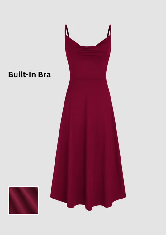 SO CINCHED™ COWL NECK MAXI DRESS WITH BUILT-IN BRA