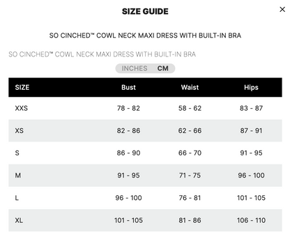 SO CINCHED™ COWL NECK MAXI DRESS WITH BUILT-IN BRA